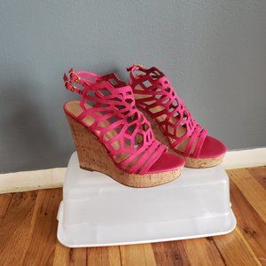 Pink Strappy Wedge